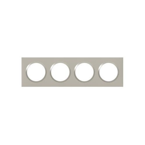 Plaque de finition quadruple Plume mat avec bague plume brillante (gris) Legrand Dooxie Réf: 600824