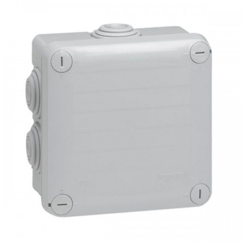 Boîte de dérivation carrée dimensions 105x105x55mm gris RAL7035 Plexo Legrand Réf. 092022