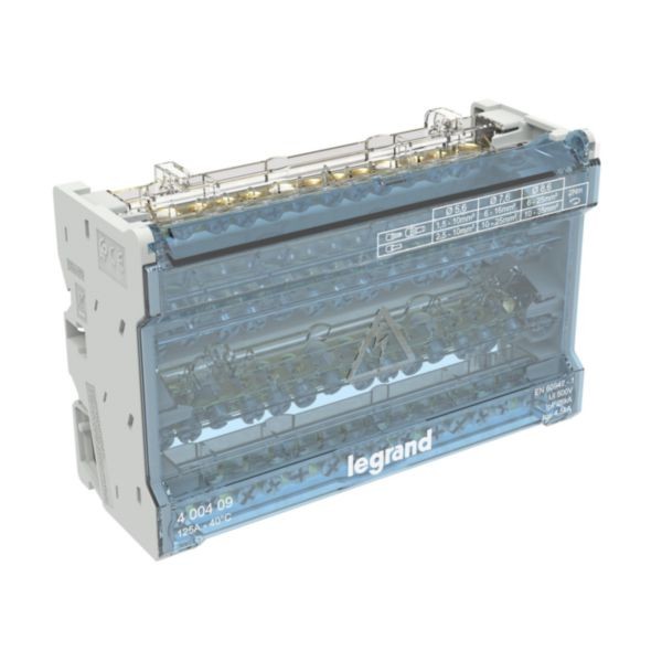 Répartiteur modulaire à barreaux étagés tétrapolaire 125A 14 départs 8 modules Legrand Réf. 400409