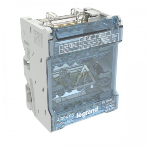 Répartiteur modulaire à barreaux étagés tétrapoliare 100A 6 départs 4 modules Legrand Réf. 400405